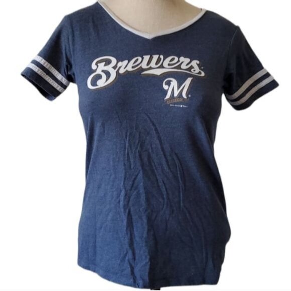 MAJOR LEAGUE BASEBALL MLB Milwaukee Brewers Shirt Top Girls Size Extra Large - Picture 2 of 11
